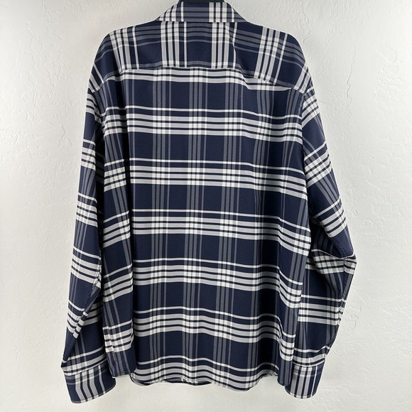 Untuckit Delucca Button Long Sleeve Wrinkle Free Shirt Size 3XL Navy White Plaid - Picture 7 of 8